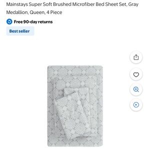 Mainstays Gray Medallion Microfiber Sheet Set - Queen, 5 pieces